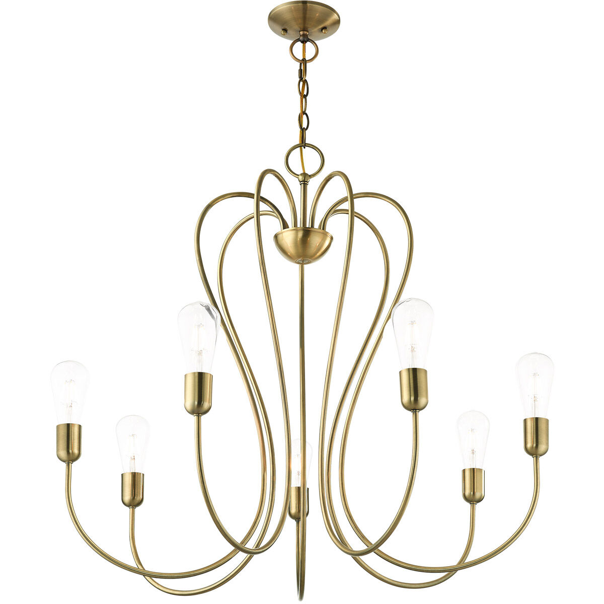 Lucerne 7 Light 30 inch Antique Brass Chandelier Ceiling Light