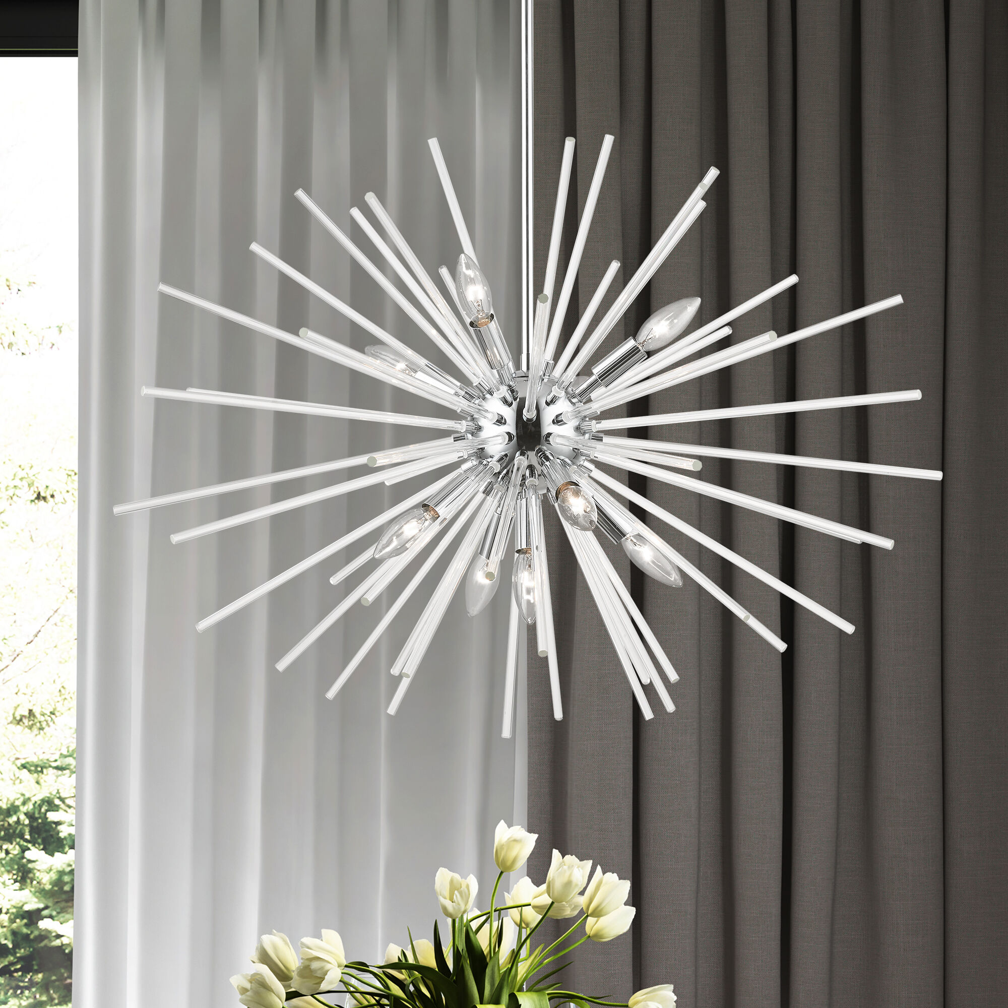 Utopia 9 Light 32 inch Polished Chrome Pendant Chandelier Ceiling Light, Large