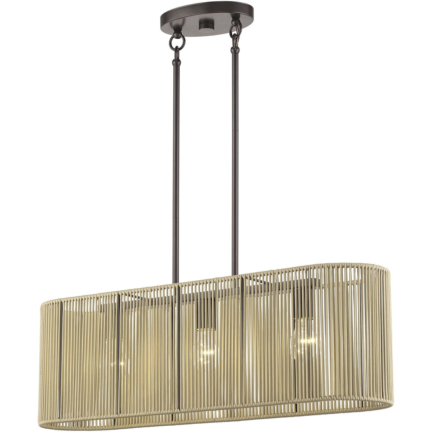 Goldiemesh 3 Light 30 inch English Bronze Linear Chandelier Ceiling Light, Medium
