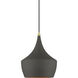 Waldorf 1 Light 9.5 inch Bronze with Antique Brass Finish Accents Pendant Ceiling Light in Bronze with Antique Brass Accent