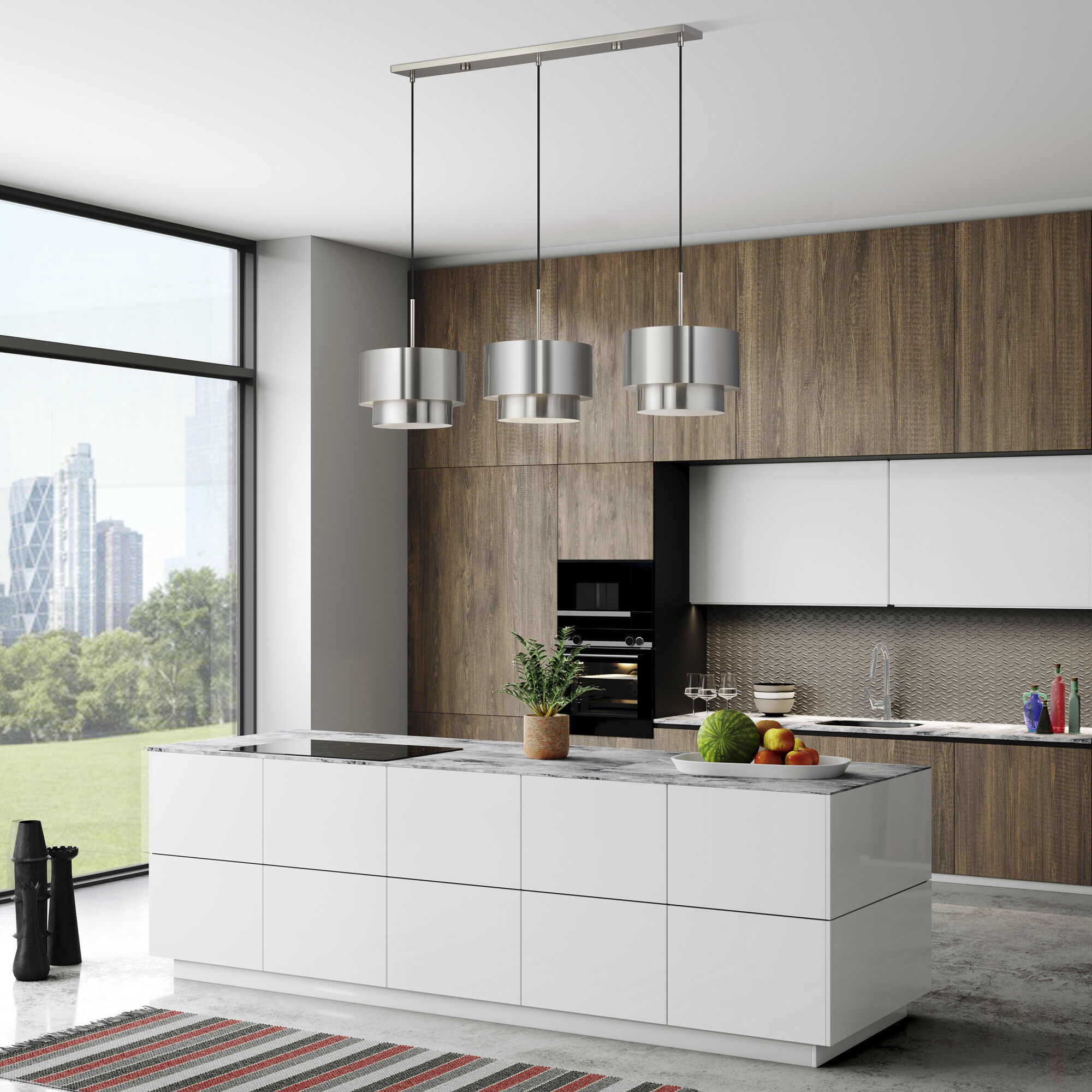 Zolana 3 Light 48 inch Brushed Nickel Linear Chandelier Ceiling Light, Extra Large