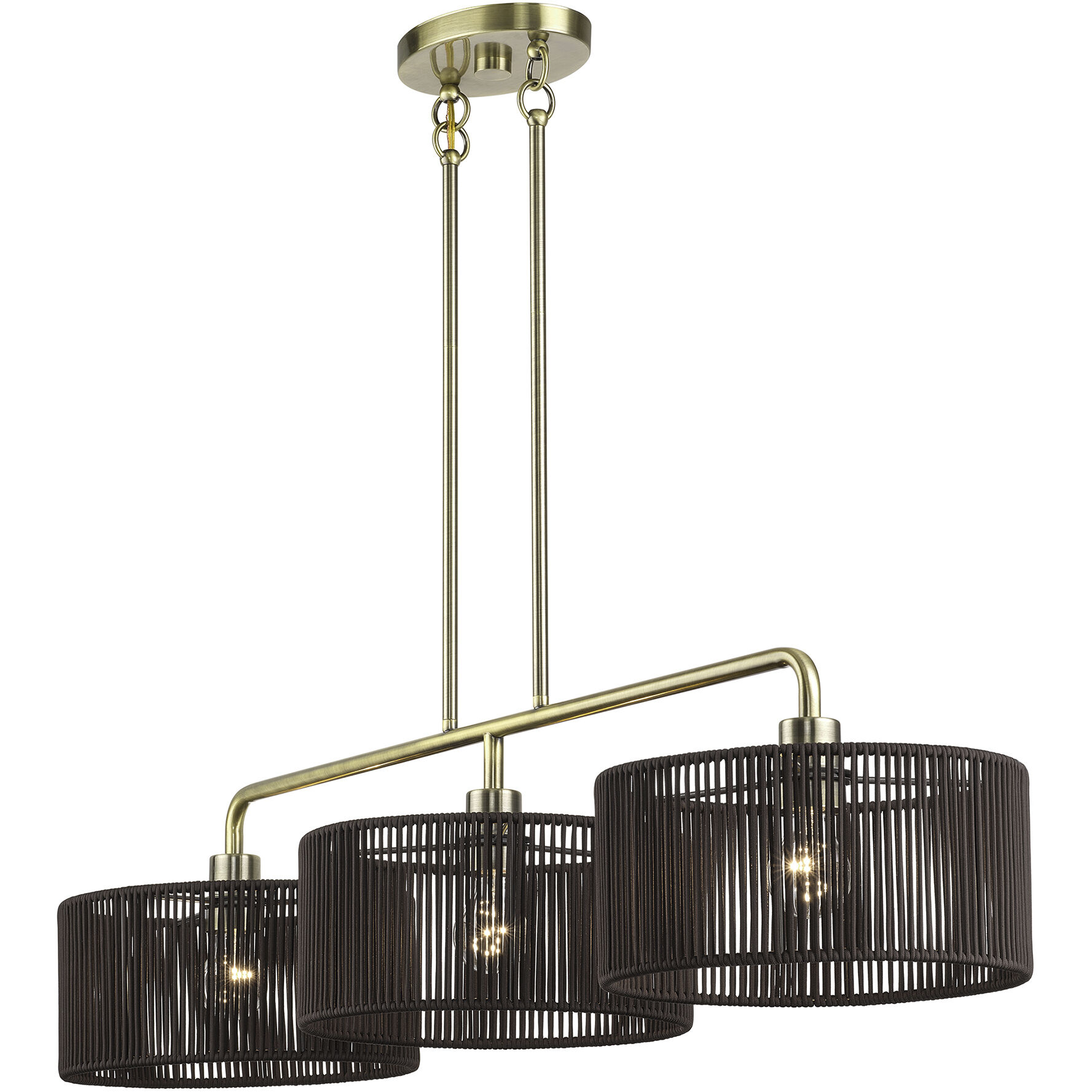 Acordia 3 Light 46 inch Antique Brass Linear Chandelier Ceiling Light, Extra Large