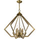 Prism 6 Light 26 inch Antique Brass Chandelier Ceiling Light
