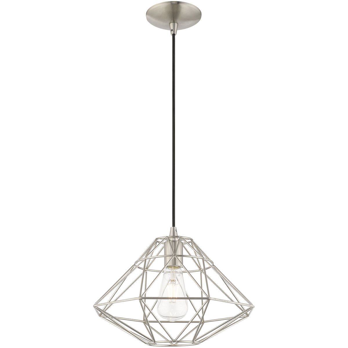 Geometric 1 Light 13.5 inch Brushed Nickel Mini Pendant Ceiling Light