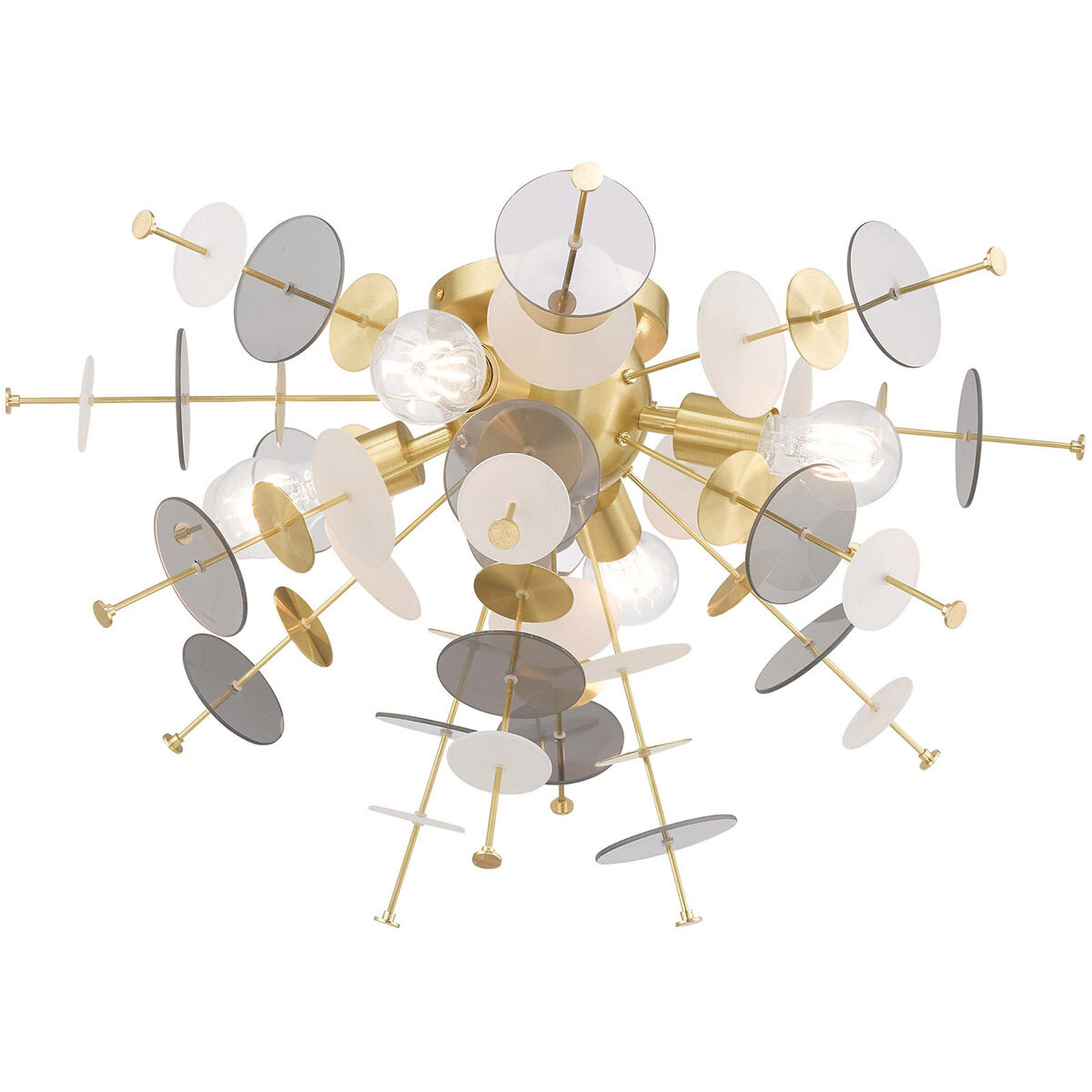 Circulo 4 Light 24 inch Satin Brass Flush Mount Ceiling Light