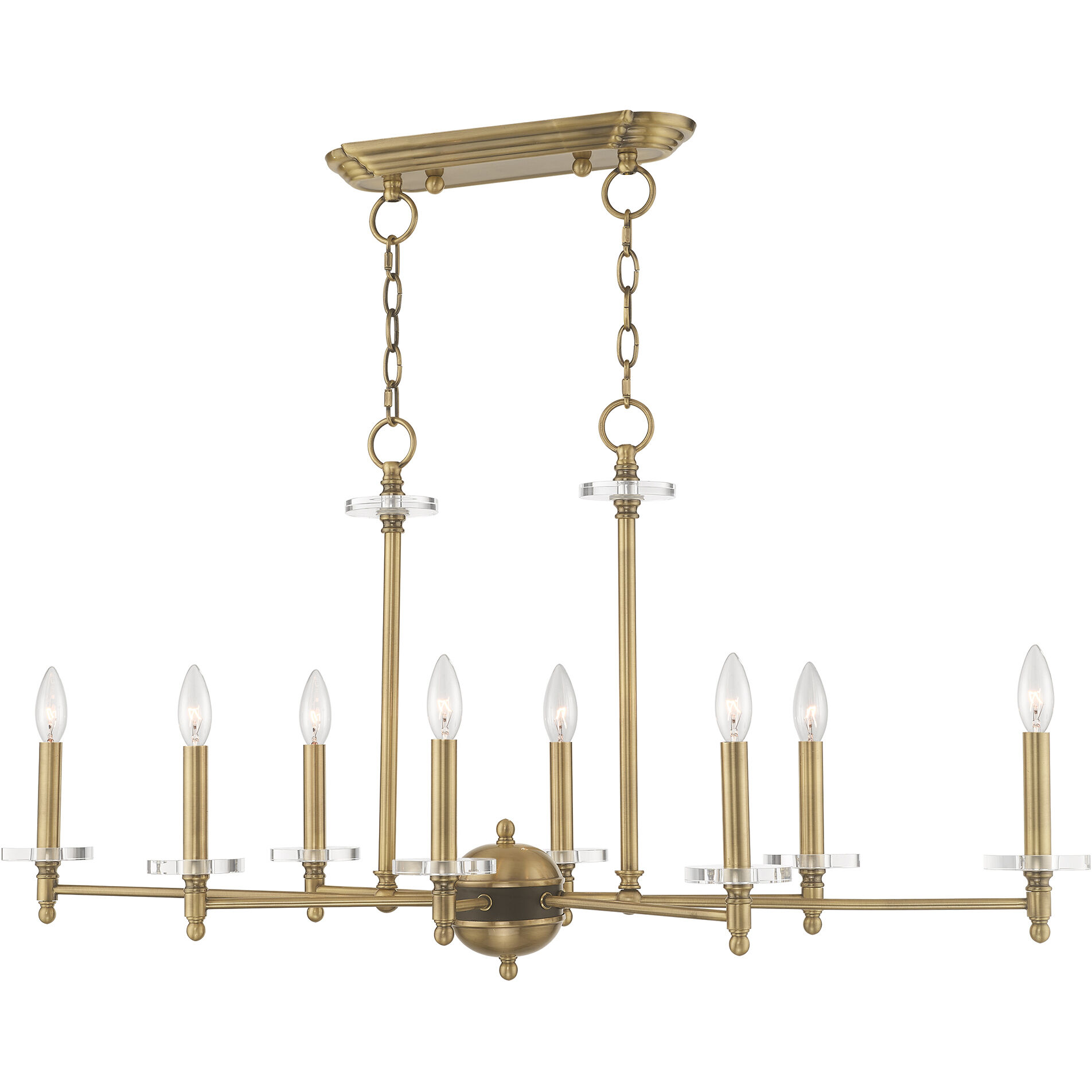 Bennington 8 Light 40 inch Antique Brass Linear Chandelier Ceiling Light