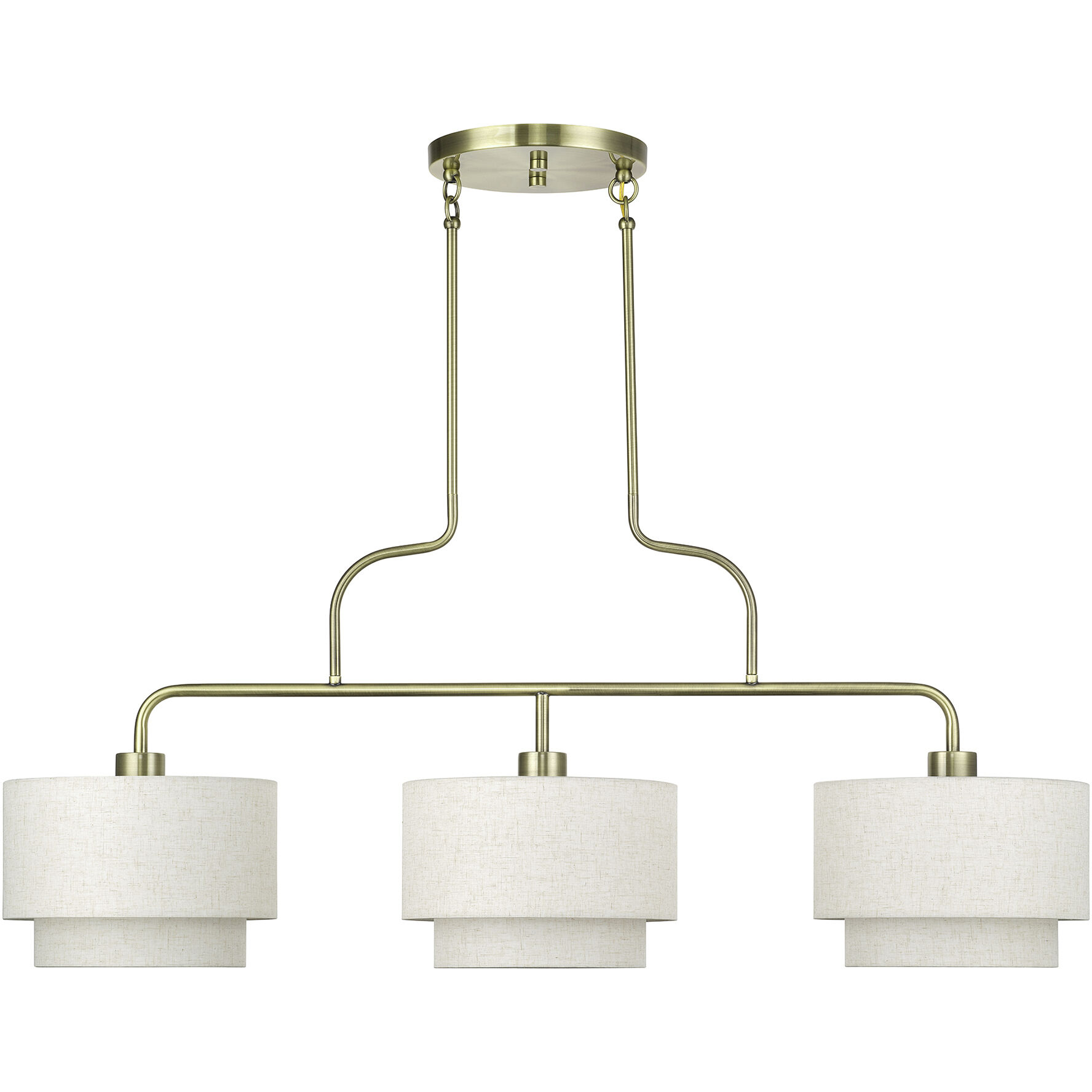 Manorwood 3 Light 48 inch Antique Brass Linear Chandelier Ceiling Light, Extra Large