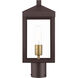 Nyack 1 Light 15.25 inch Bronze with Antique Brass Cluster Small Outdoor Post Top Lantern in Bronze with Antique Brass Cluser