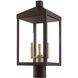 Nyack 3 Light 19.5 inch Bronze with Antique Brass Cluser Outdoor Post Top Lantern