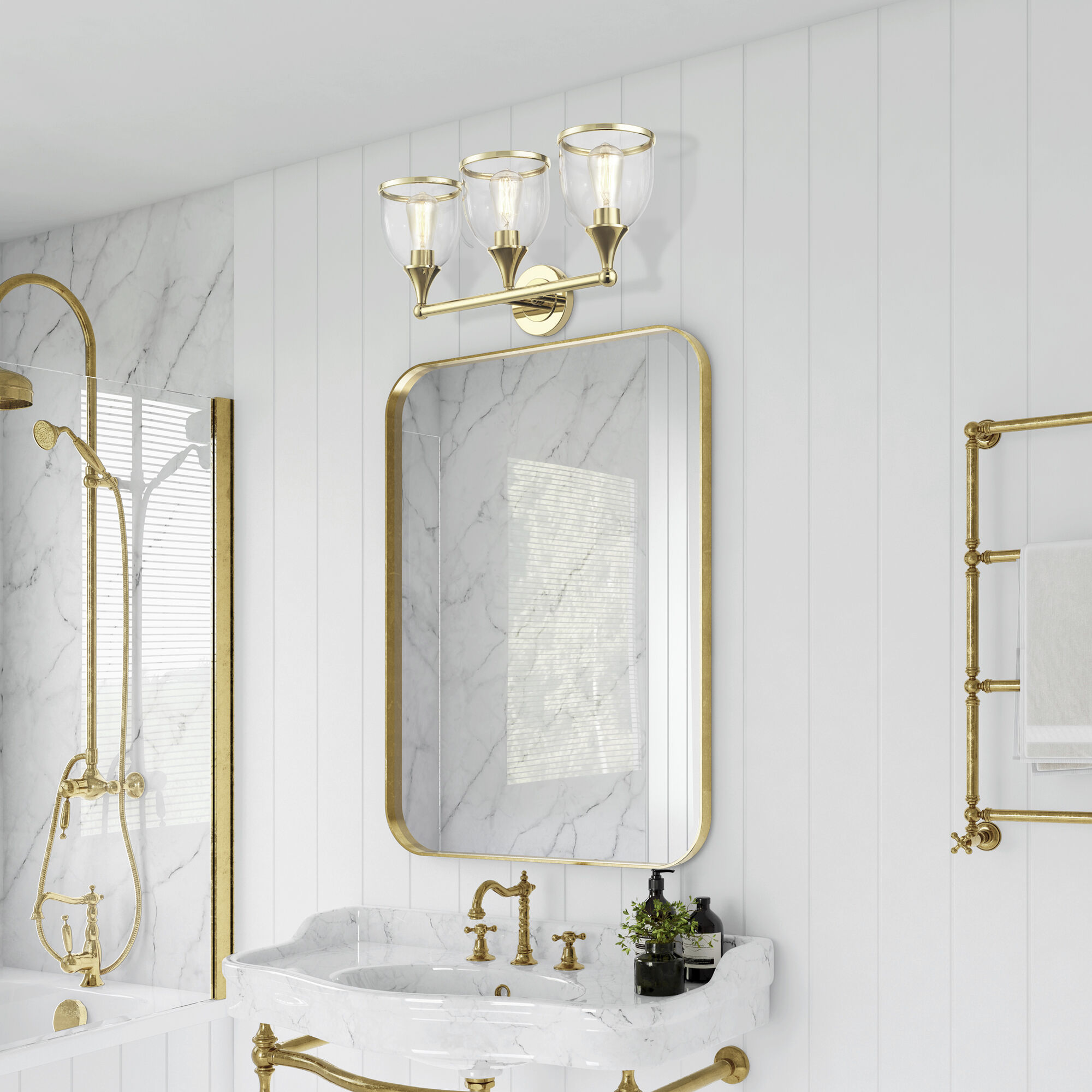 Ashridge 3 Light 24 inch Polished Brass Vanity Wall Sconce Wall Light