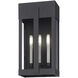 Berksford 3 Light 17 inch Black with Brushed Nickel Candles Outdoor Wall Lantern