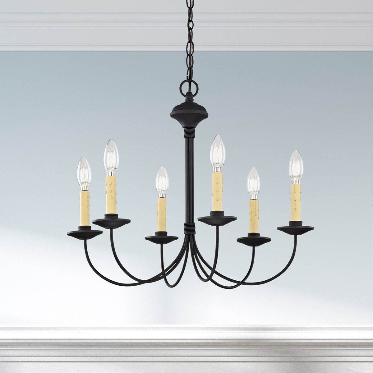 Heritage 6 Light 23 inch Black Chandelier Ceiling Light