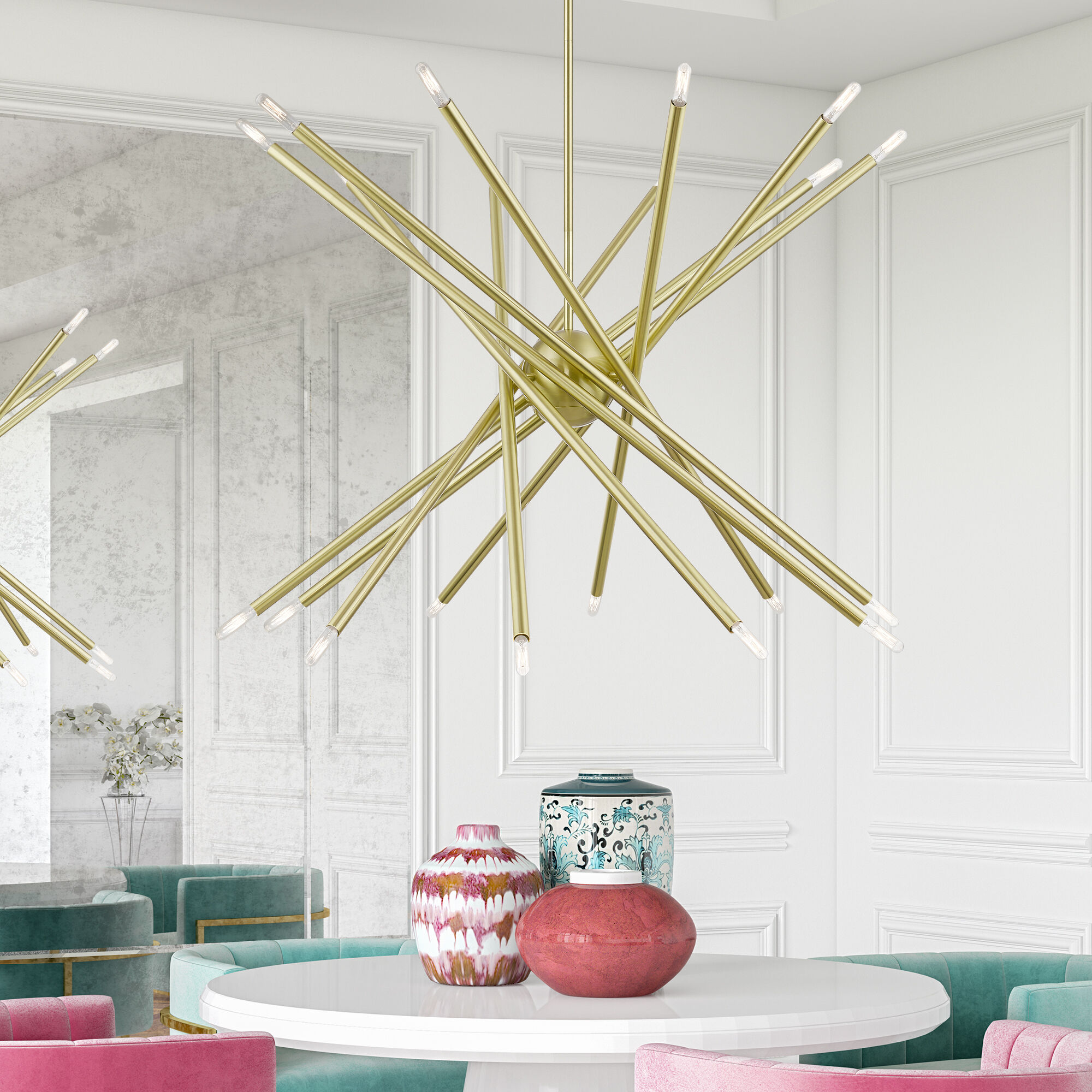 Soho 20 Light 38 inch Satin Brass Chandelier Ceiling Light, Large