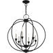 Milania 6 Light 25 inch Black with Brushed Nickel Accents Chandelier Ceiling Light