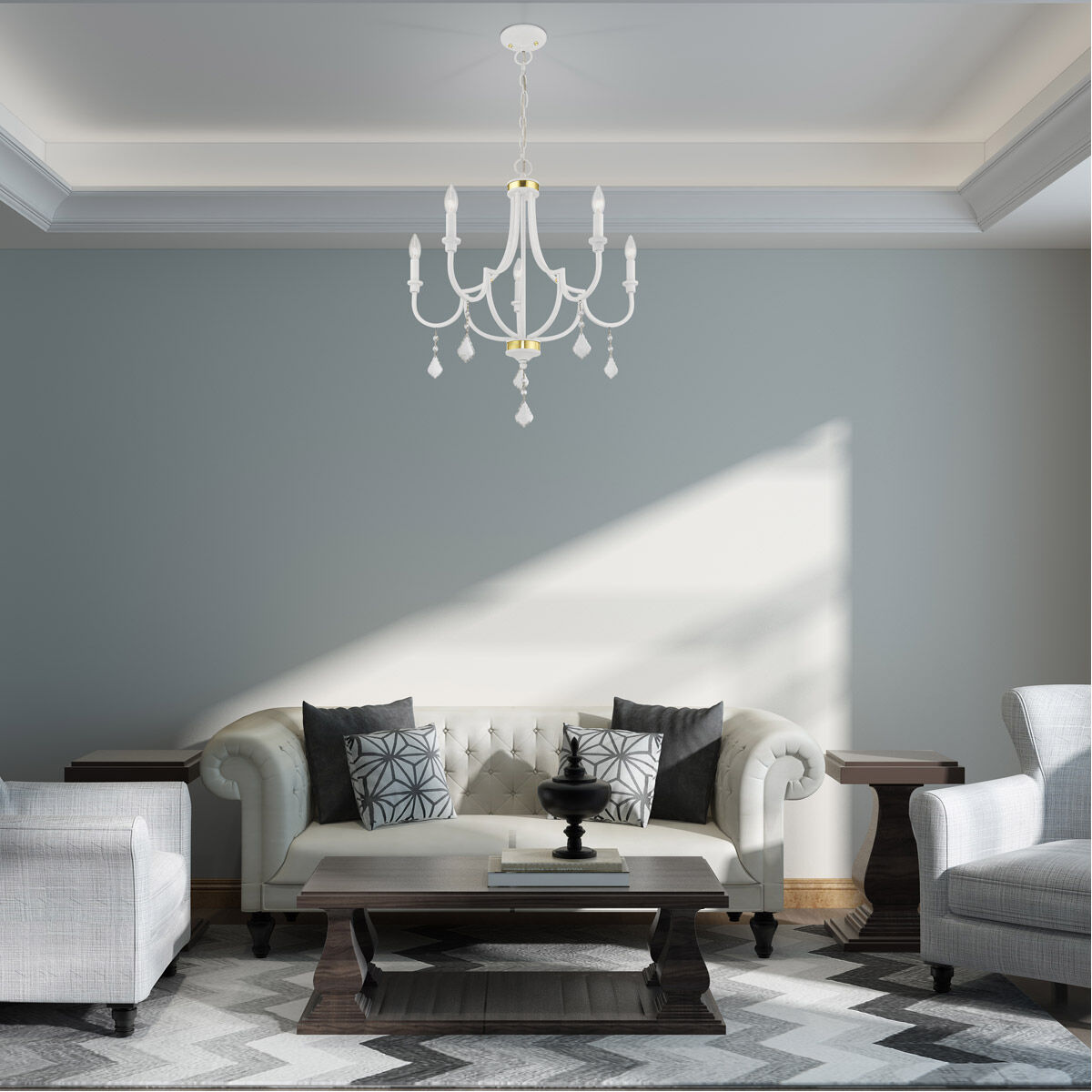 Glendale 5 Light 24.5 inch White Chandelier Ceiling Light