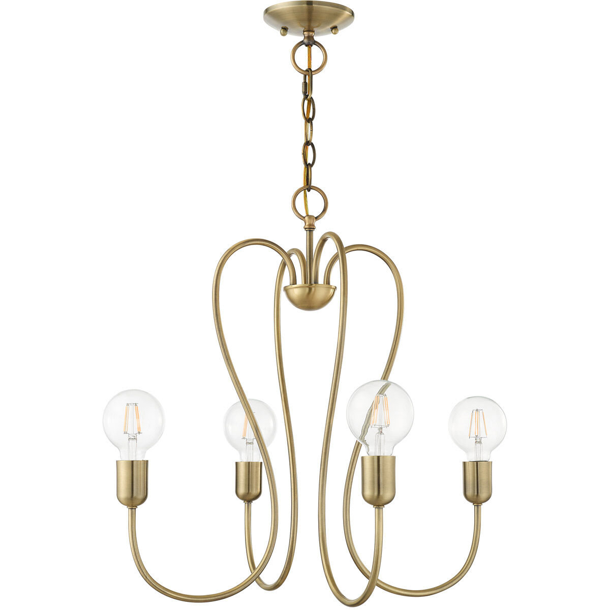 Lucerne 4 Light 20 inch Antique Brass Chandelier Ceiling Light