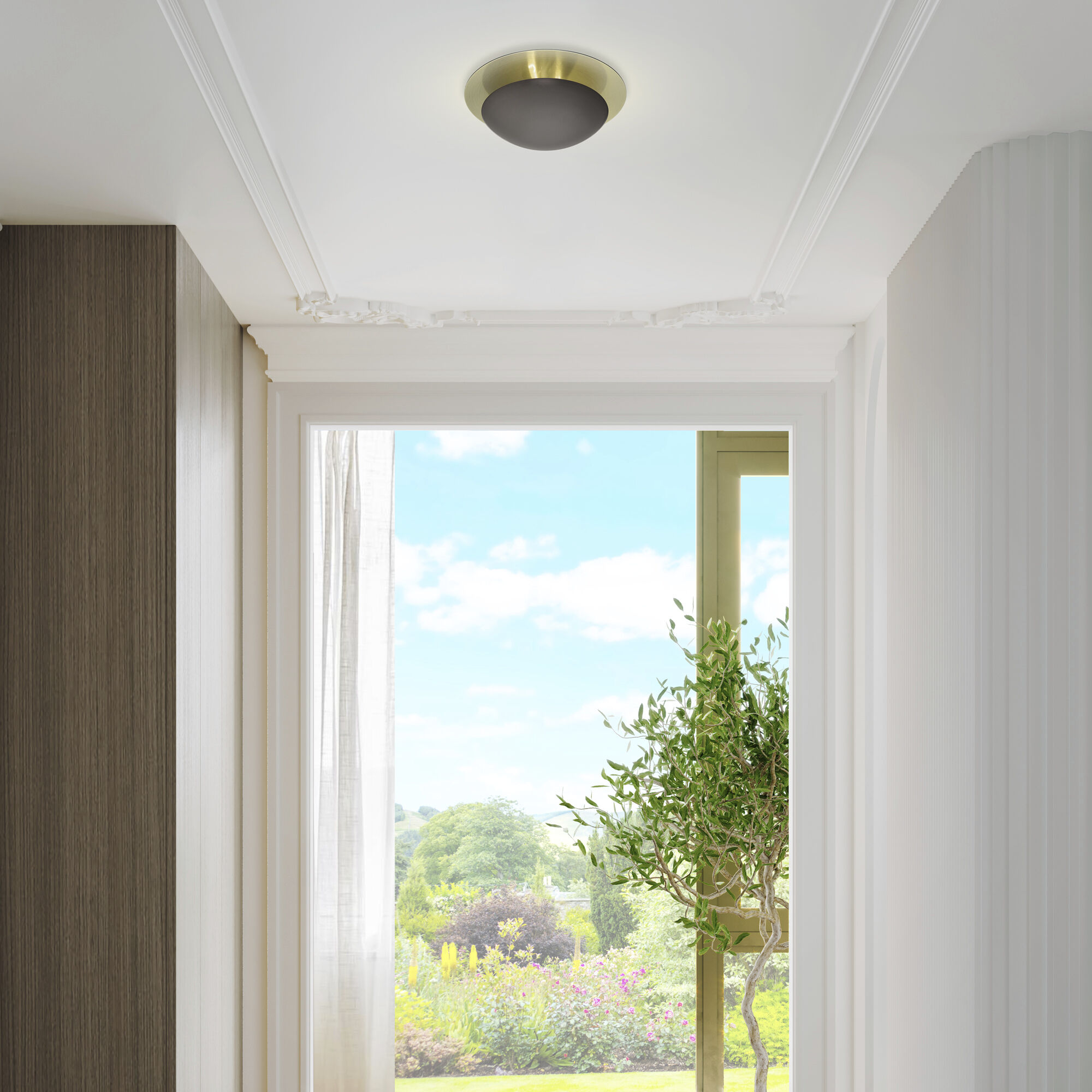 Ventura 2 Light 11 inch English Bronze with Antique Brass Reflector Semi-Flush/Wall Sconce Ceiling Light, Medium