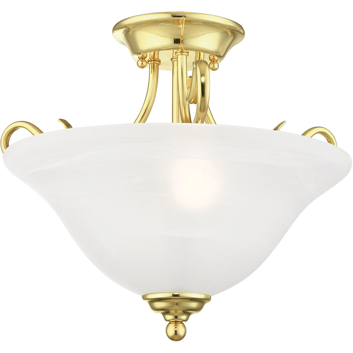 Coronado 2 Light 16 inch Polished Brass Semi-Flush Mount Ceiling Light