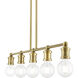Lansdale 5 Light 40 inch Antique Brass Linear Chandelier Ceiling Light, Large