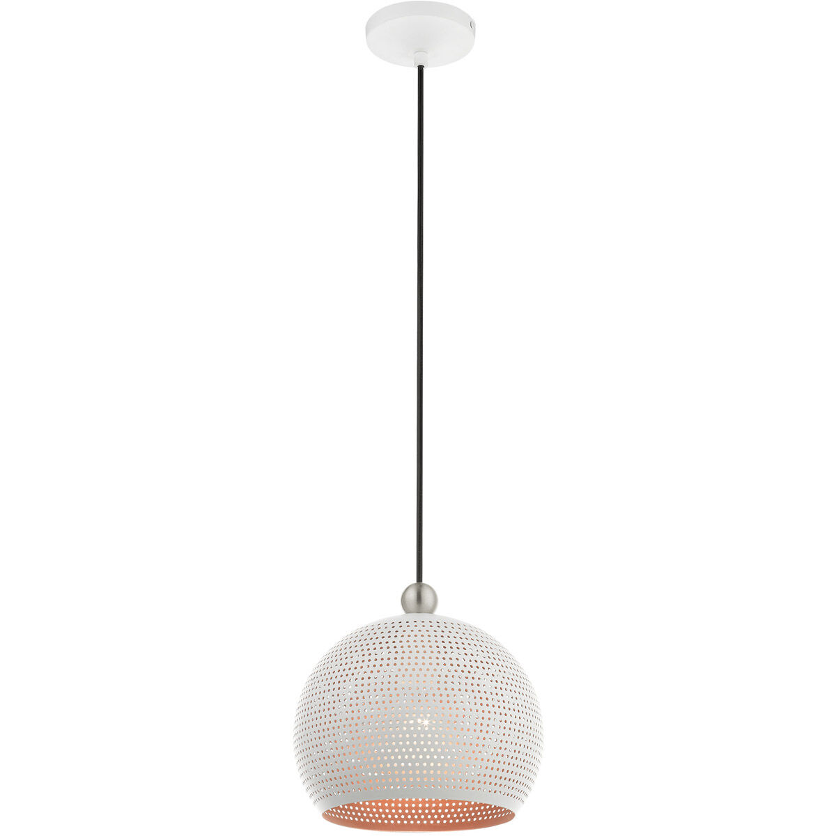 Dublin 1 Light 10 inch White with Brushed Nickel Accents Pendant Ceiling Light