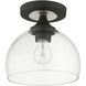 Glendon 1 Light 8.25 inch Black with Brushed Nickel Finish Accents Semi-Flush Ceiling Light in Black with Brushed Nickel Accent