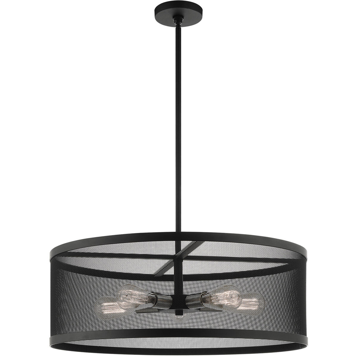 Industro 5 Light 25 inch Black with Brushed Nickel Accents Chandelier Ceiling Light