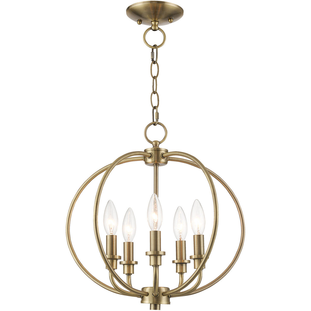 Milania 5 Light 16 inch Antique Brass Convertible Mini Chandelier/Ceiling Mount Ceiling Light