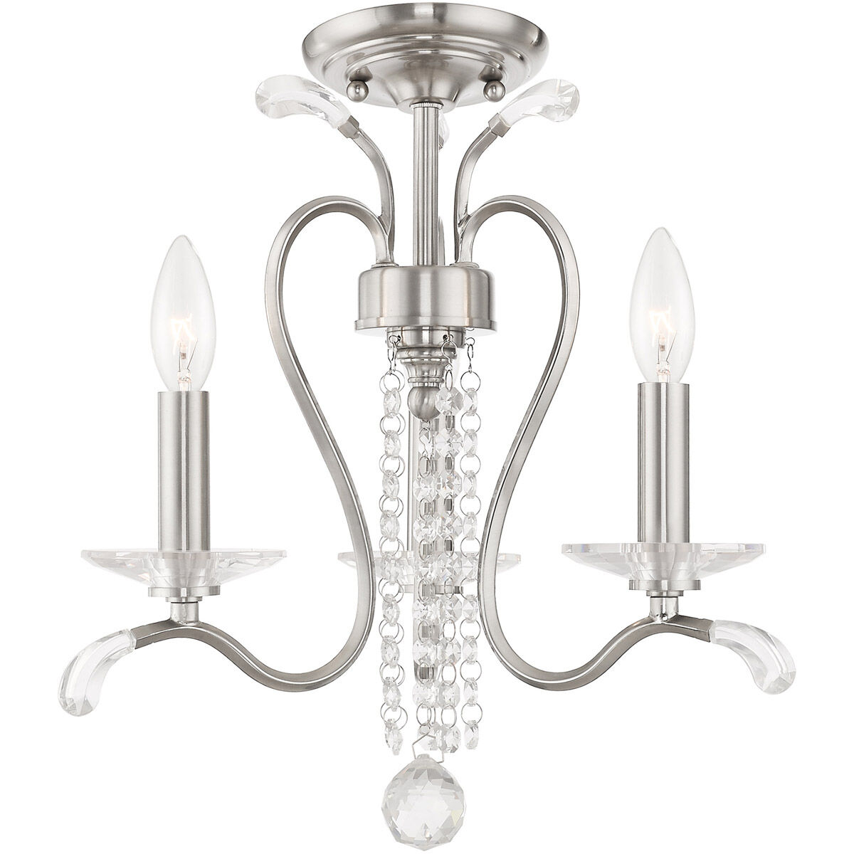 Serafina 3 Light 16.5 inch Brushed Nickel Convertible Mini Chandelier/Ceiling Mount Ceiling Light