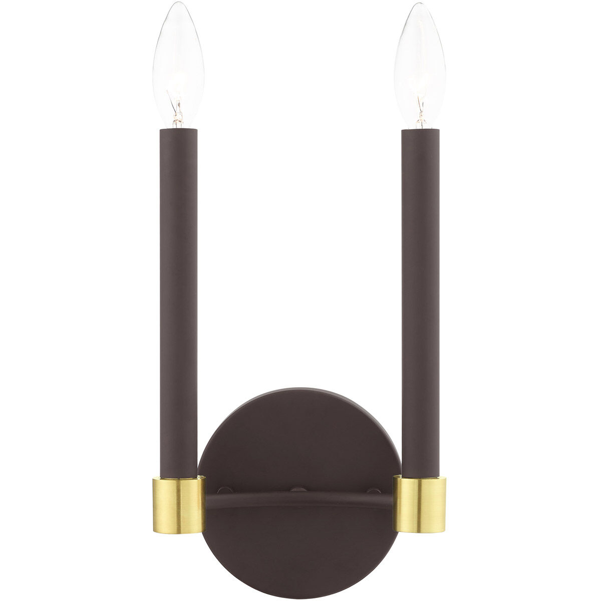 Karlstad 2 Light 7 inch Bronze with Satin Brass Accents ADA Sconce Wall Light
