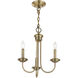 Estate 3 Light 14 inch Antique Brass Mini Chandelier Ceiling Light