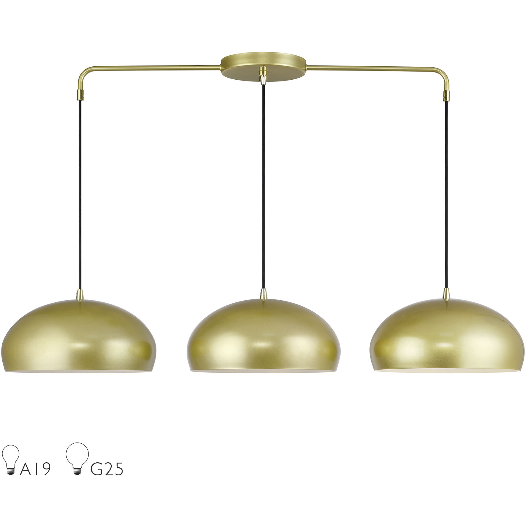 Domma 3 Light 48 inch Soft Gold with Polished Brass Accents Linear Chandelier Ceiling Light, Extra Large