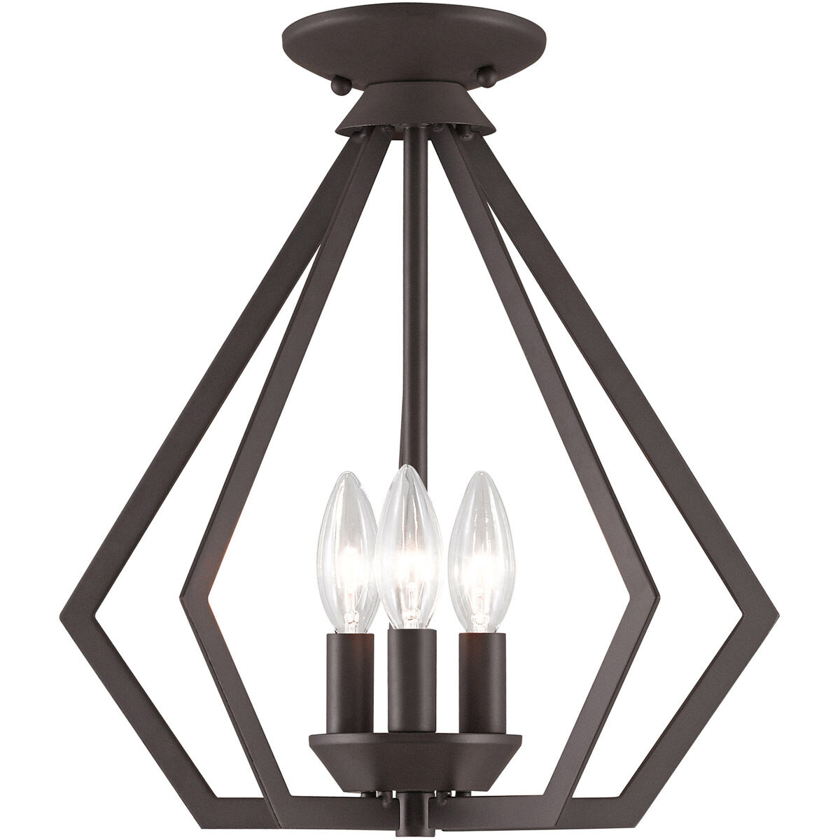 Prism 3 Light 14 inch Bronze Convertible Mini Chandelier/Ceiling Mount Ceiling Light