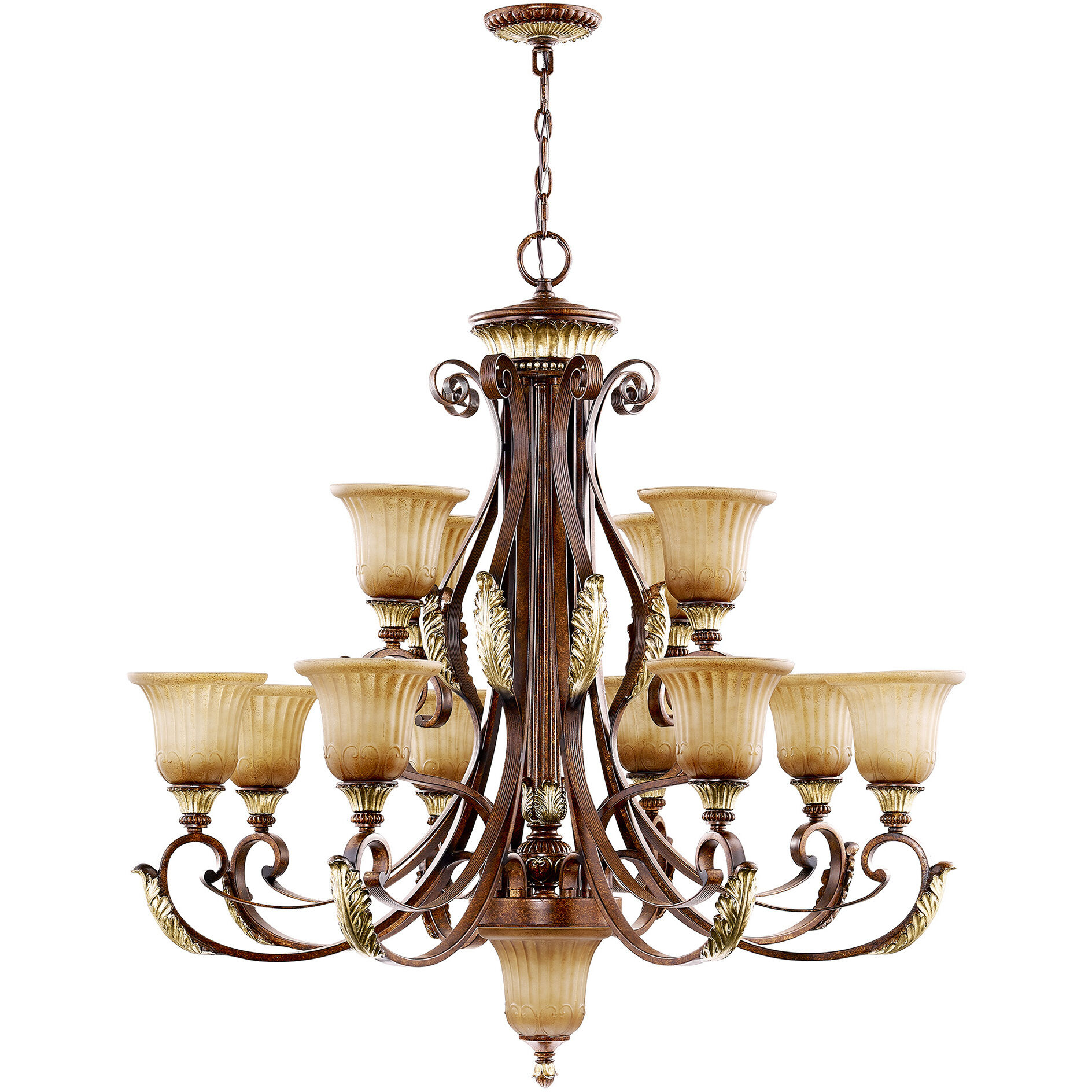 Villa Verona 13 Light 40 inch Verona Bronze with Aged Gold Leaf Accents Chandelier Ceiling Light