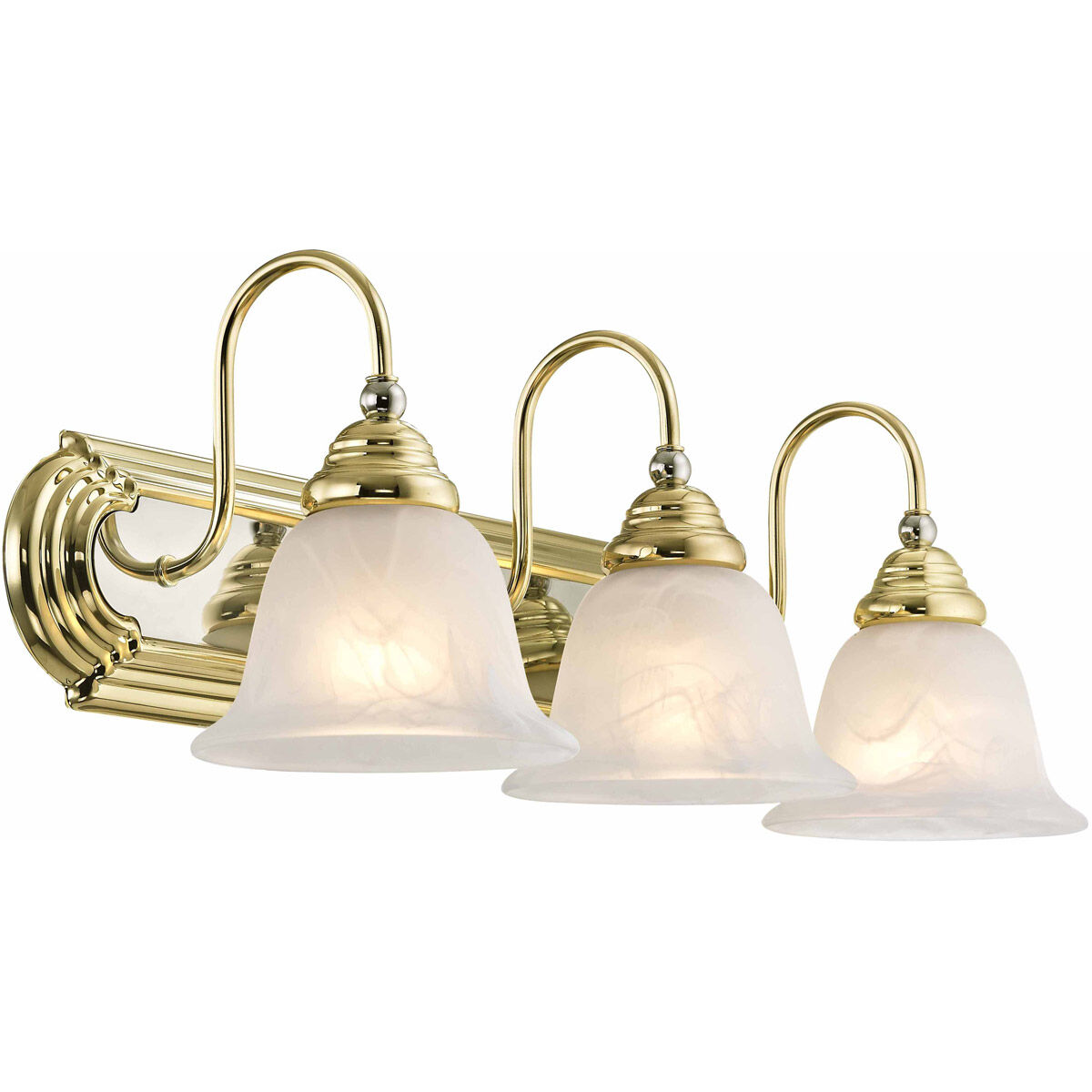 Belmont 3 Light 24 inch Polished Brass & Polished Chrome Bath Vanity Wall Light in Polished Brass and Chrome