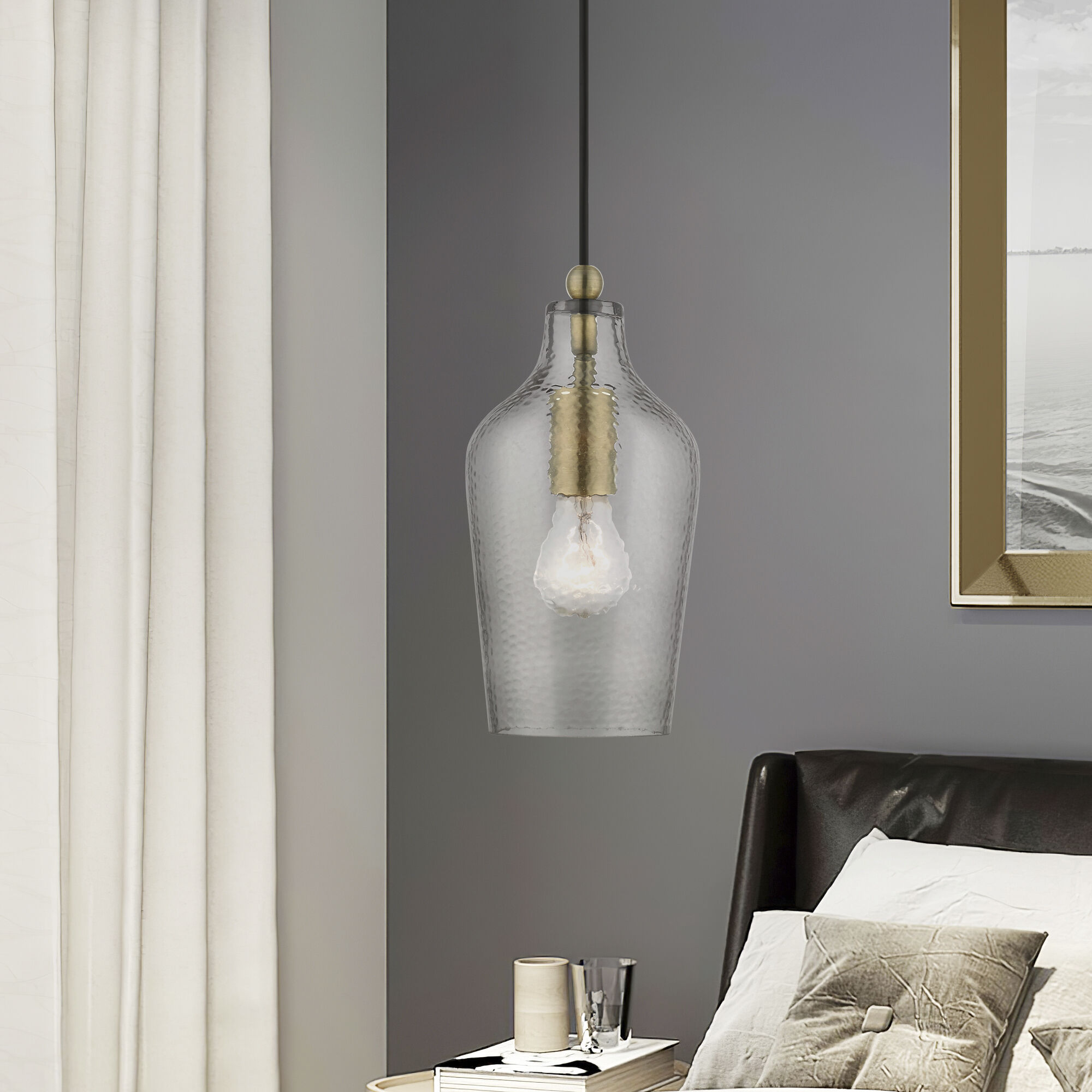 Avery 1 Light 5 inch Antique Brass Mini Pendant Ceiling Light