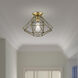 Geometric 1 Light 14 inch Antique Brass Flush Mount Ceiling Light