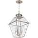 Westover 3 Light 12 inch Brushed Nickel Outdoor Pendant Lantern