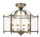 Livingston 4 Light 16 inch Antique Brass Convertible Pendant/Ceiling Mount Ceiling Light