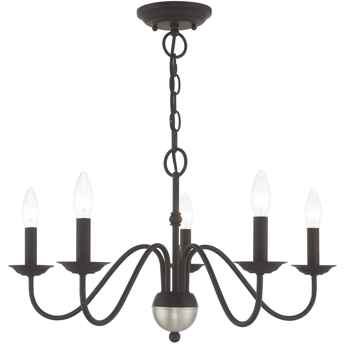 Windsor 5 Light 24 inch Black Chandelier Ceiling Light