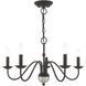 Windsor 5 Light 24 inch Black Chandelier Ceiling Light