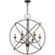 Aria 6 Light 28 inch Bronze with Antique Brass Finish Candles Pendant Chandelier Ceiling Light, Globe