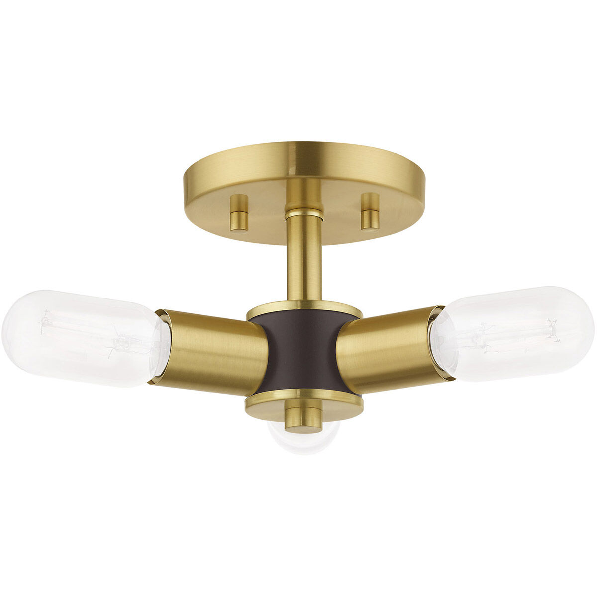Copenhagen 3 Light 14 inch Satin Brass Semi-Flush Mount Ceiling Light