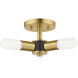 Copenhagen 3 Light 14 inch Satin Brass Semi-Flush Mount Ceiling Light