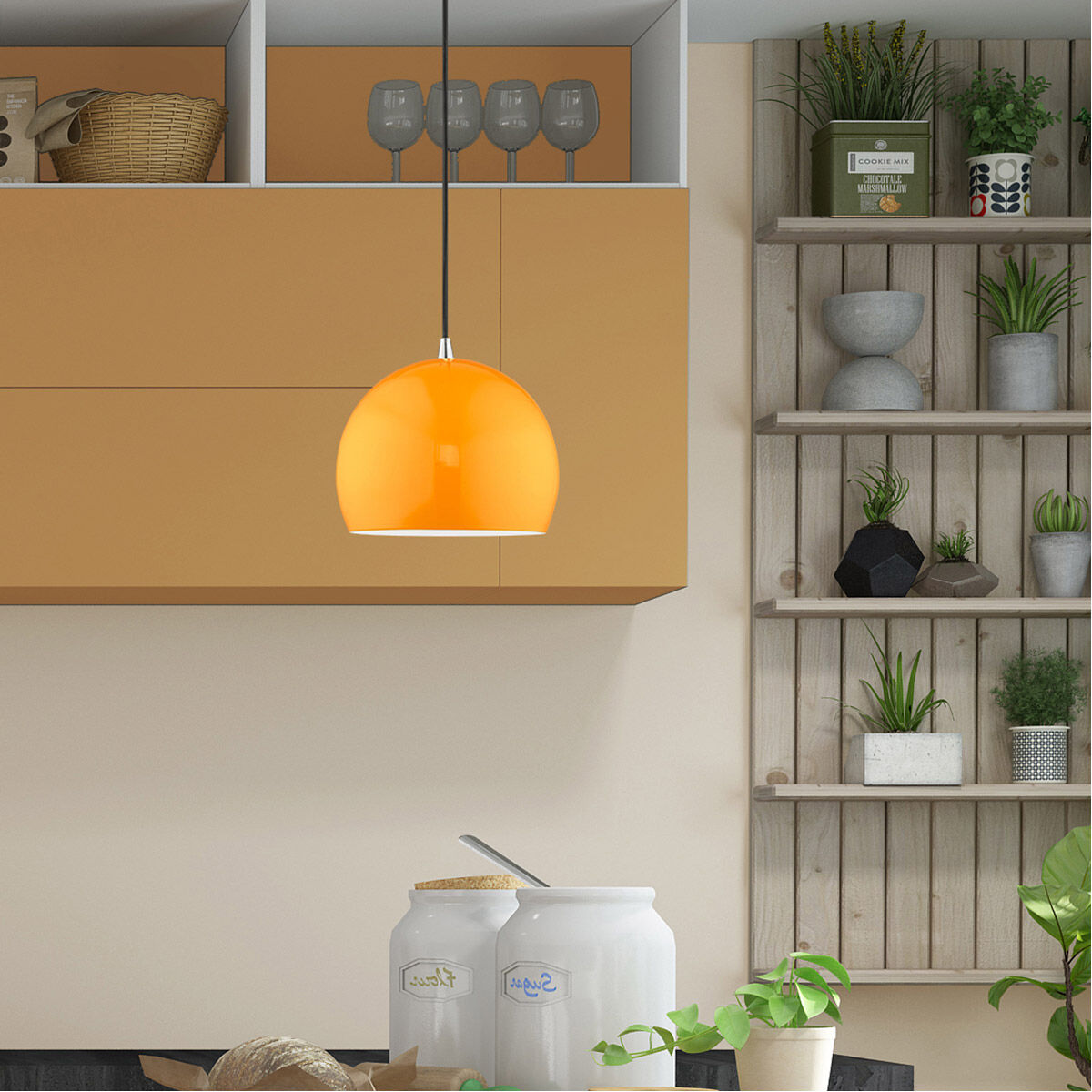 Allison 1 Light 10 inch Shiny Orange Mini Pendant Ceiling Light