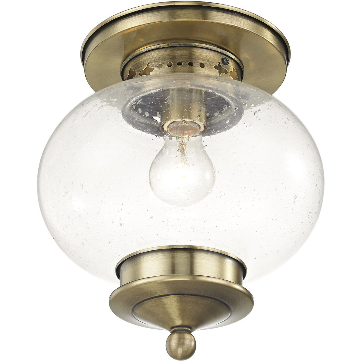Harbor 1 Light 10 inch Antique Brass Semi-Flush Mount Ceiling Light