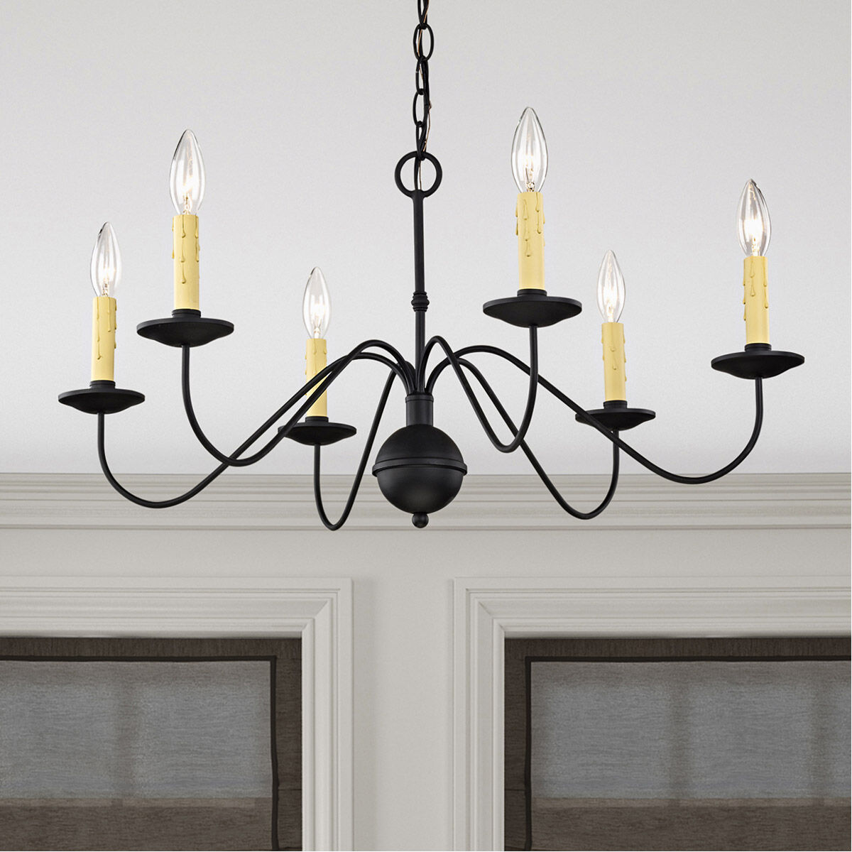 Heritage 6 Light 28 inch Black Chandelier Ceiling Light