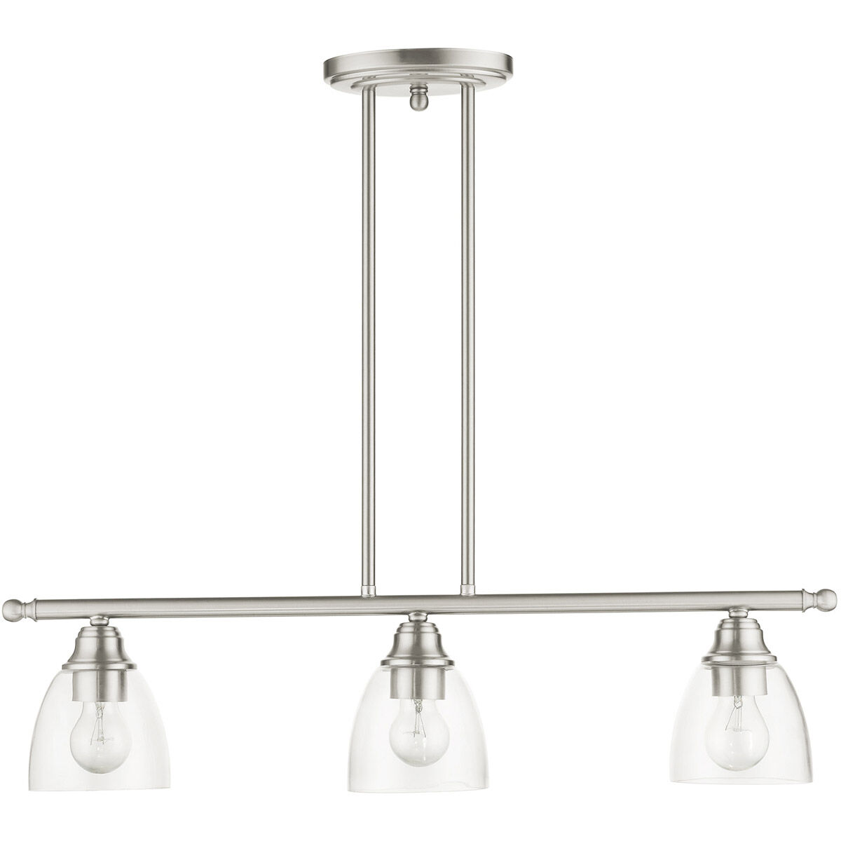 Montgomery 3 Light 30 inch Brushed Nickel Linear Chandelier Ceiling Light