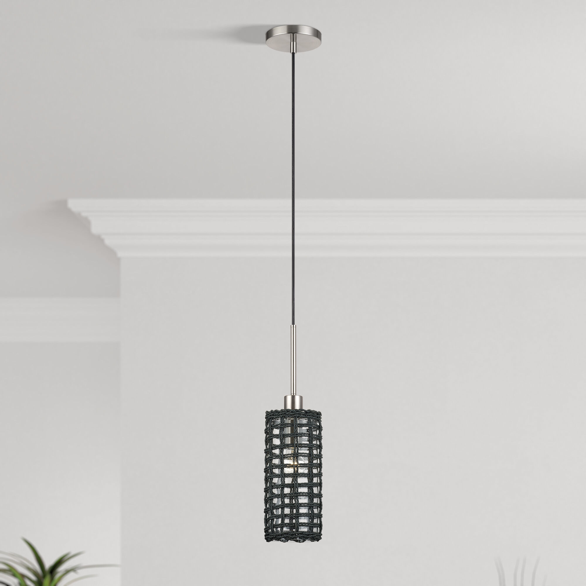 Twinewell 1 Light 5.13 inch Brushed Nickel Mini Pendant Ceiling Light