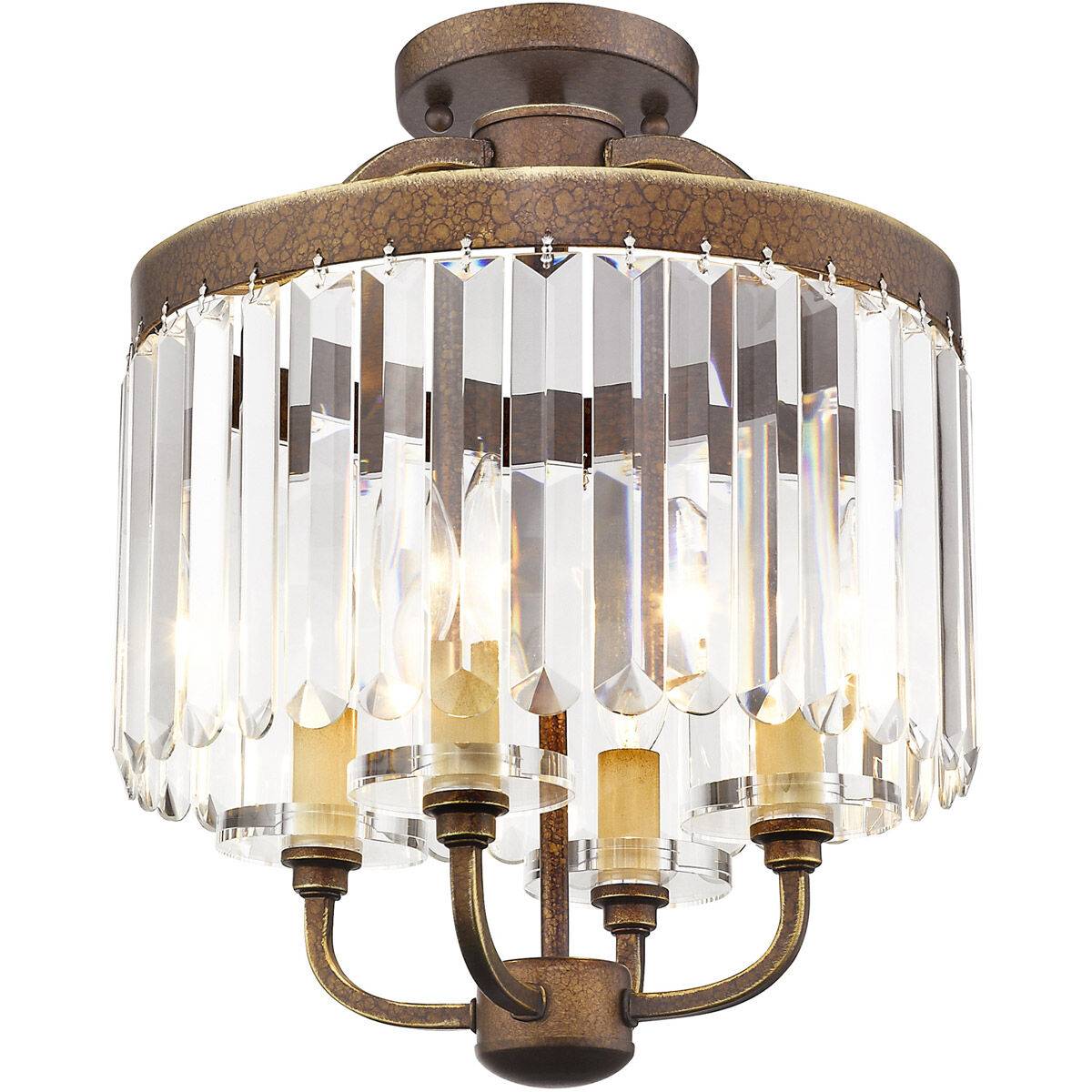 Ashton 4 Light 13 inch Hand Painted Palacial Bronze Convertible Mini Chandelier/Ceiling Mount Ceiling Light