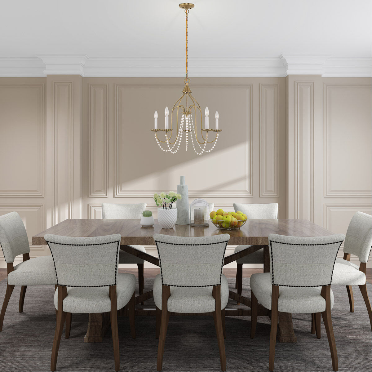 Alessia 5 Light 24 inch Antique Brass Chandelier Ceiling Light